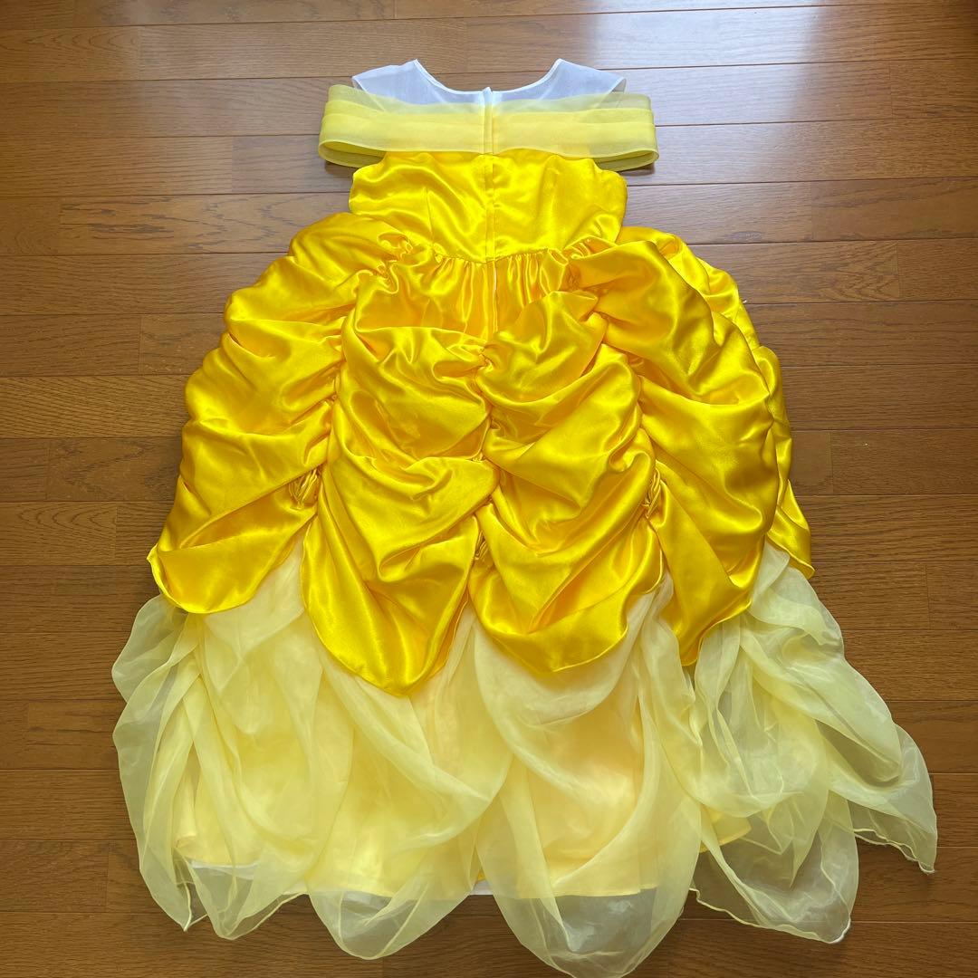 TDRビビディ・バビディ・ブティックのベルの黄色ドレス着丈_サイズ130