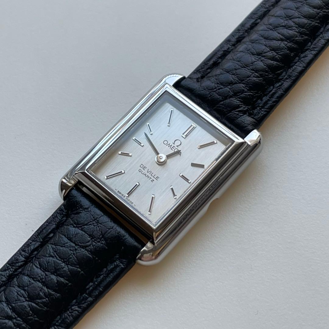 オメガ デビル レクタングル クォーツ式 レディース 革ベルトと電池は交換済み
