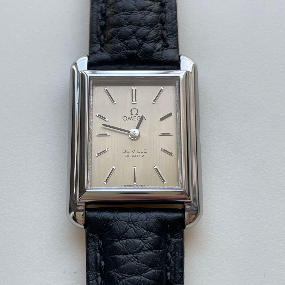 オメガ デビル レクタングル クォーツ式 レディース 革ベルトと電池は交換済み