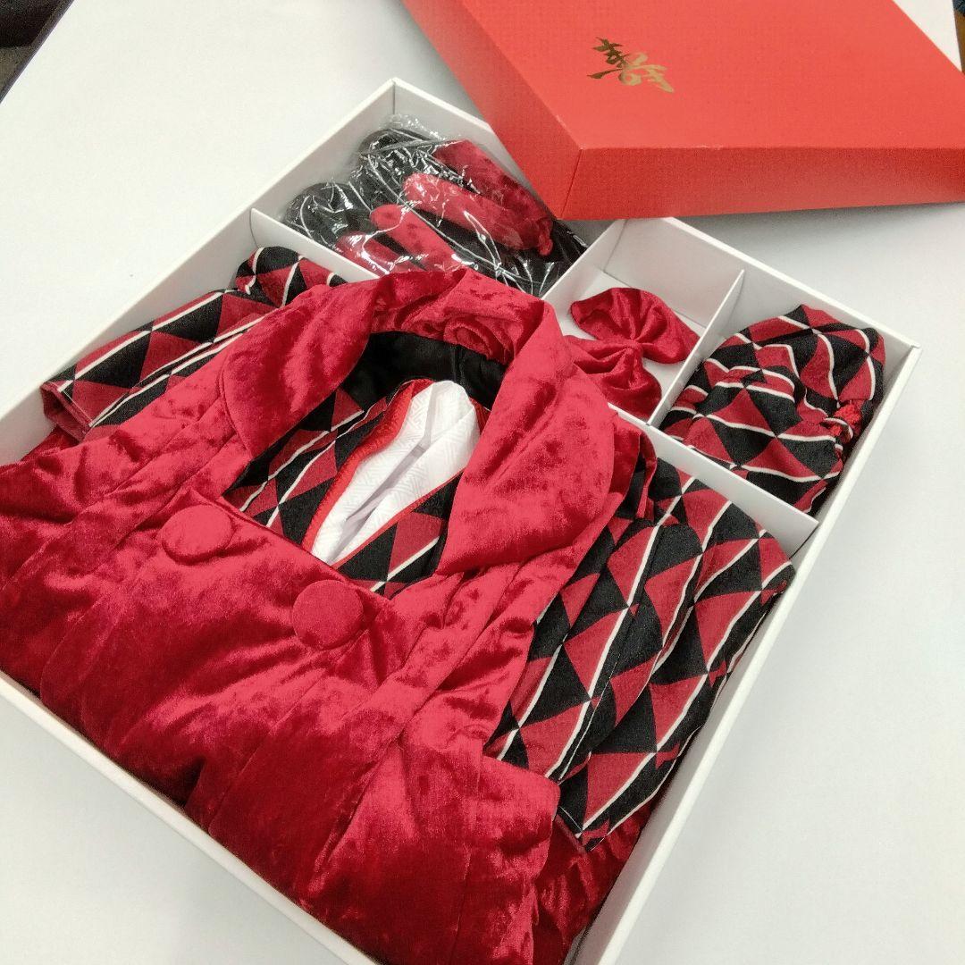 七五三♡着物　フルセット　モダン　黒　赤　3歳　皮布着　♯3693