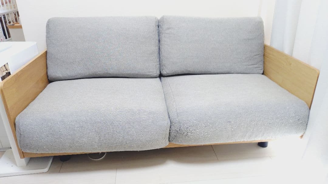 【引越しのため底値】無印良品 廃盤希少品 オーク材突板2.0シーター北欧風ソファ