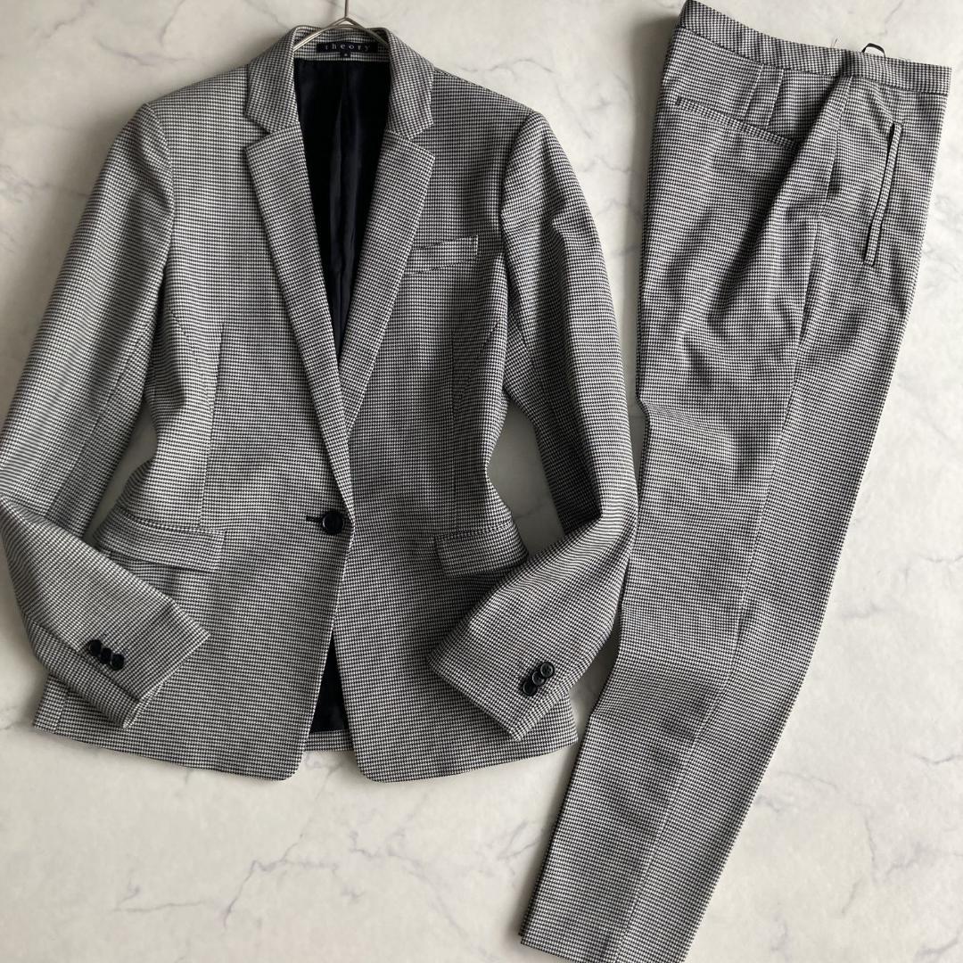 サイズS相当【美品】theory セオリー 千鳥格子 パンツスーツ ビジネス