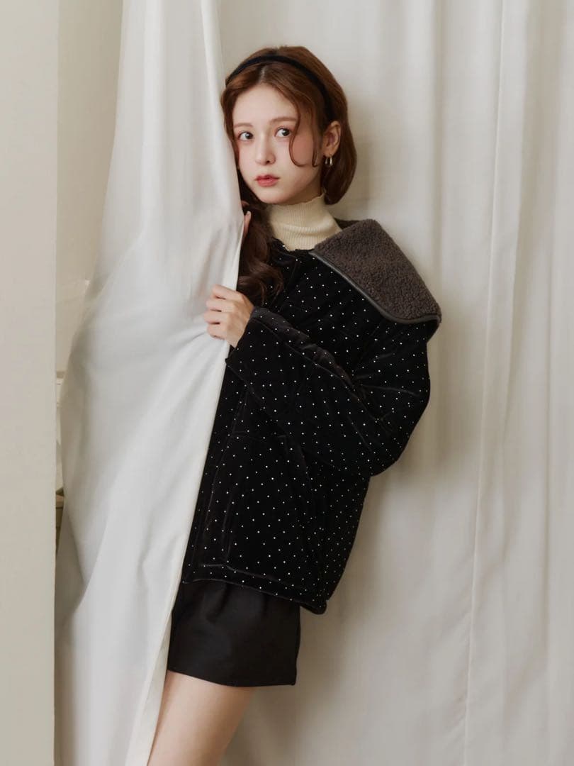 Olu. オルドット ラインストーンボアブルゾン