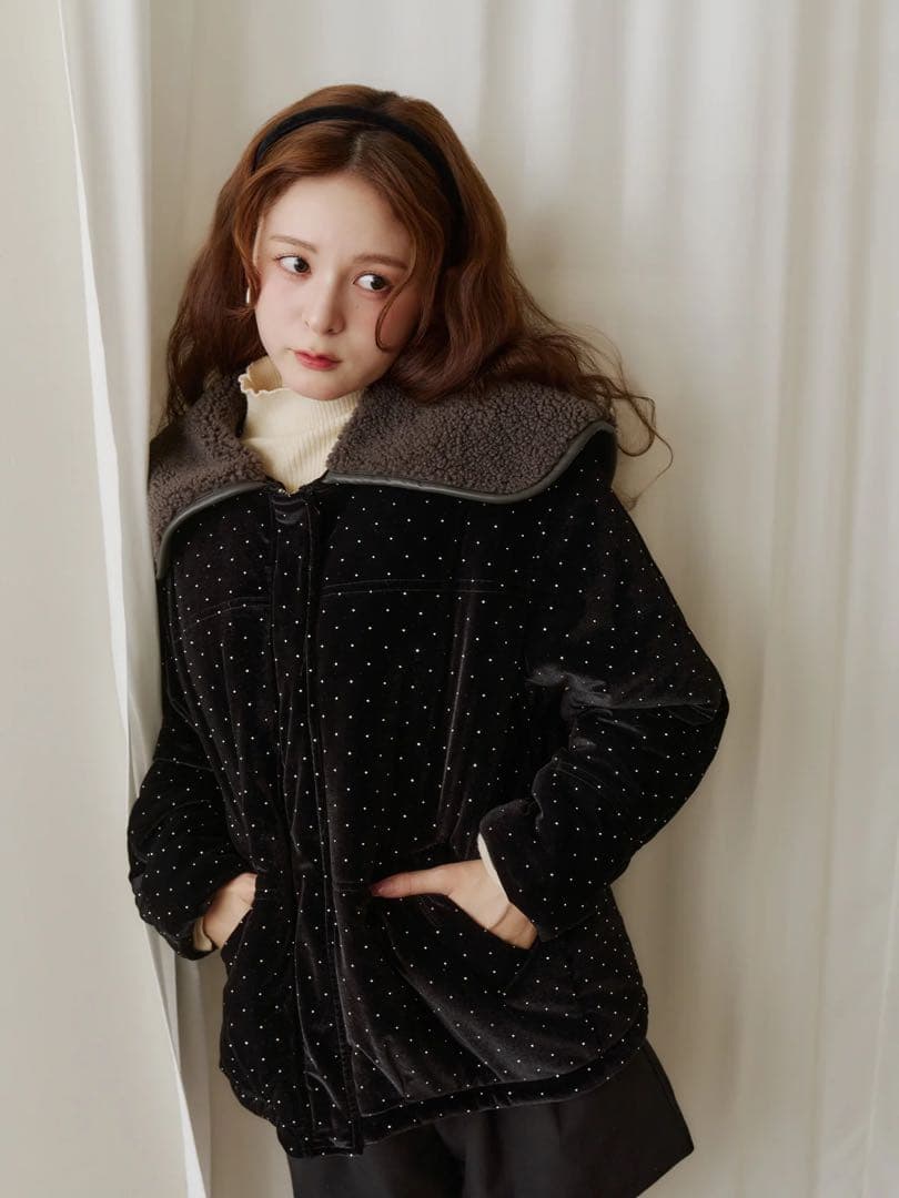 Olu. オルドット ラインストーンボアブルゾン