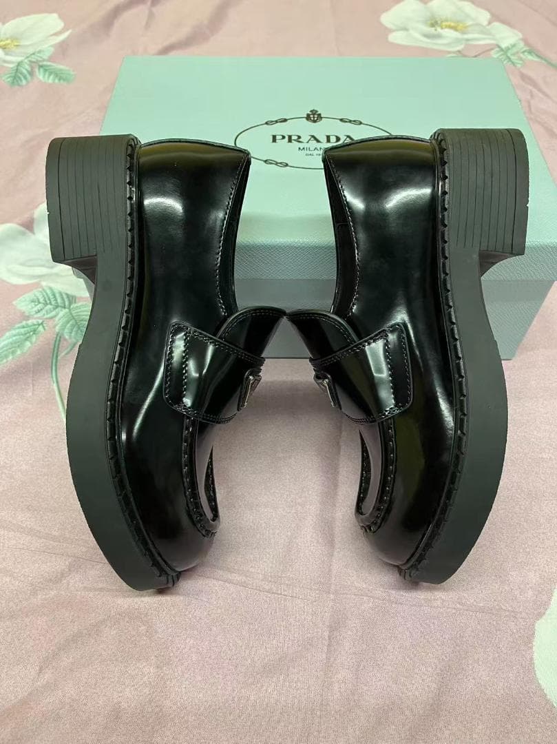 極美品 PRADA ブラック ローファー 厚底 37