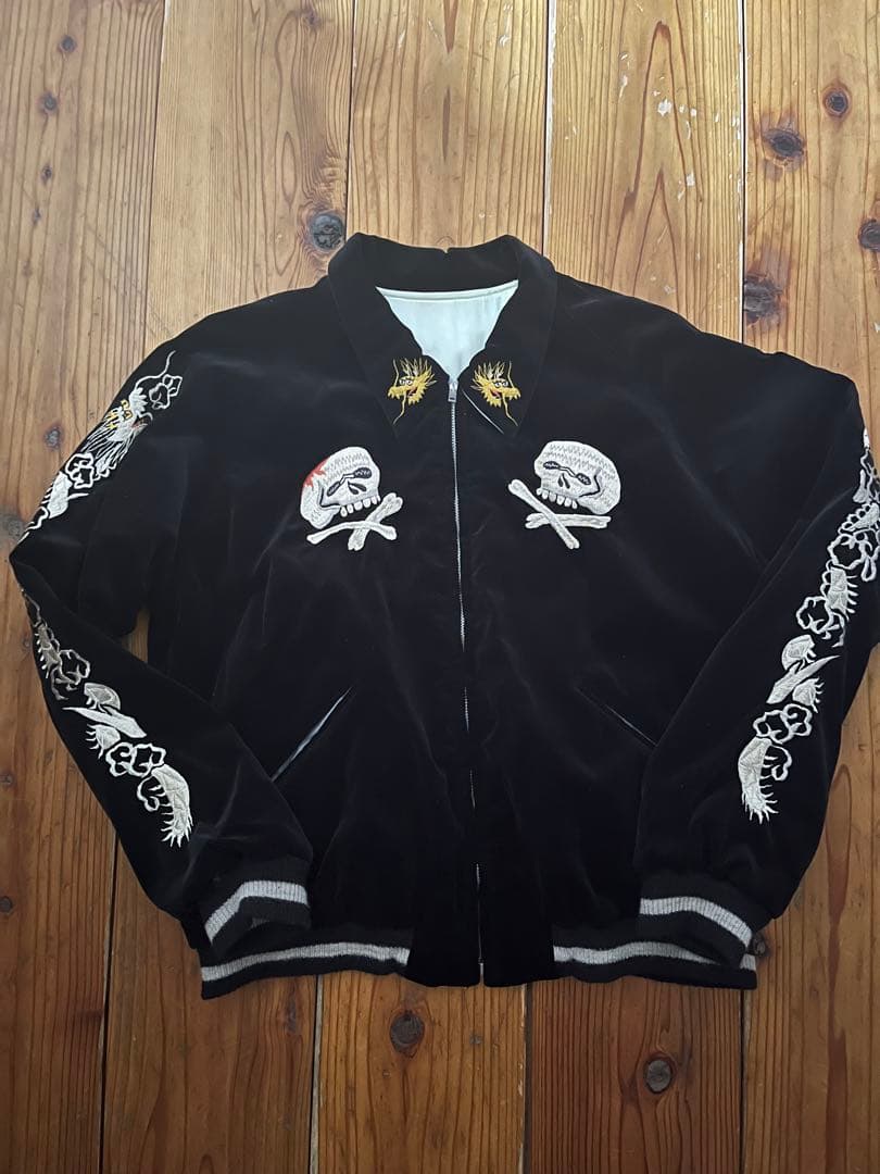 テーラー東洋 スカジャン 港商スペシャル 別珍 髑髏 スカル 大（L）タグあり