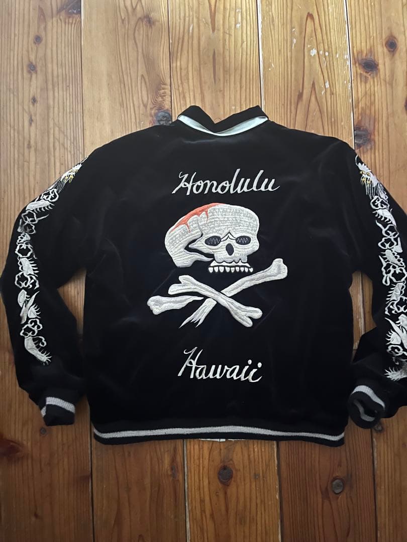 テーラー東洋 スカジャン 港商スペシャル 別珍 髑髏 スカル 大（L）タグあり