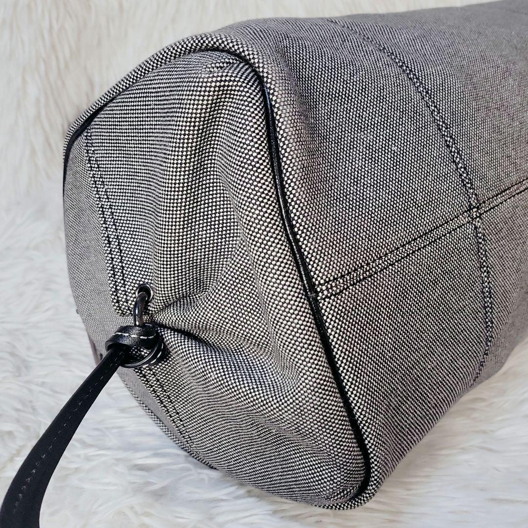 希少✨バーバリー ボストン ハンドバッグ　キャンバス レザー　ロゴプレート