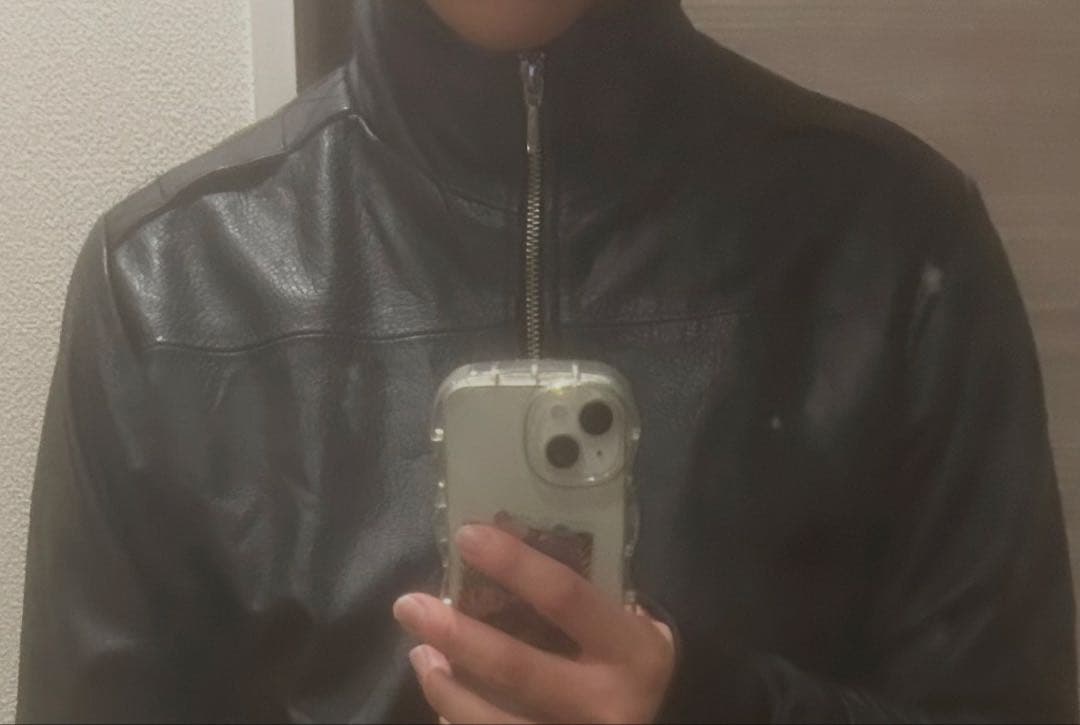 ジャケット・アウター real leather double zip black archive