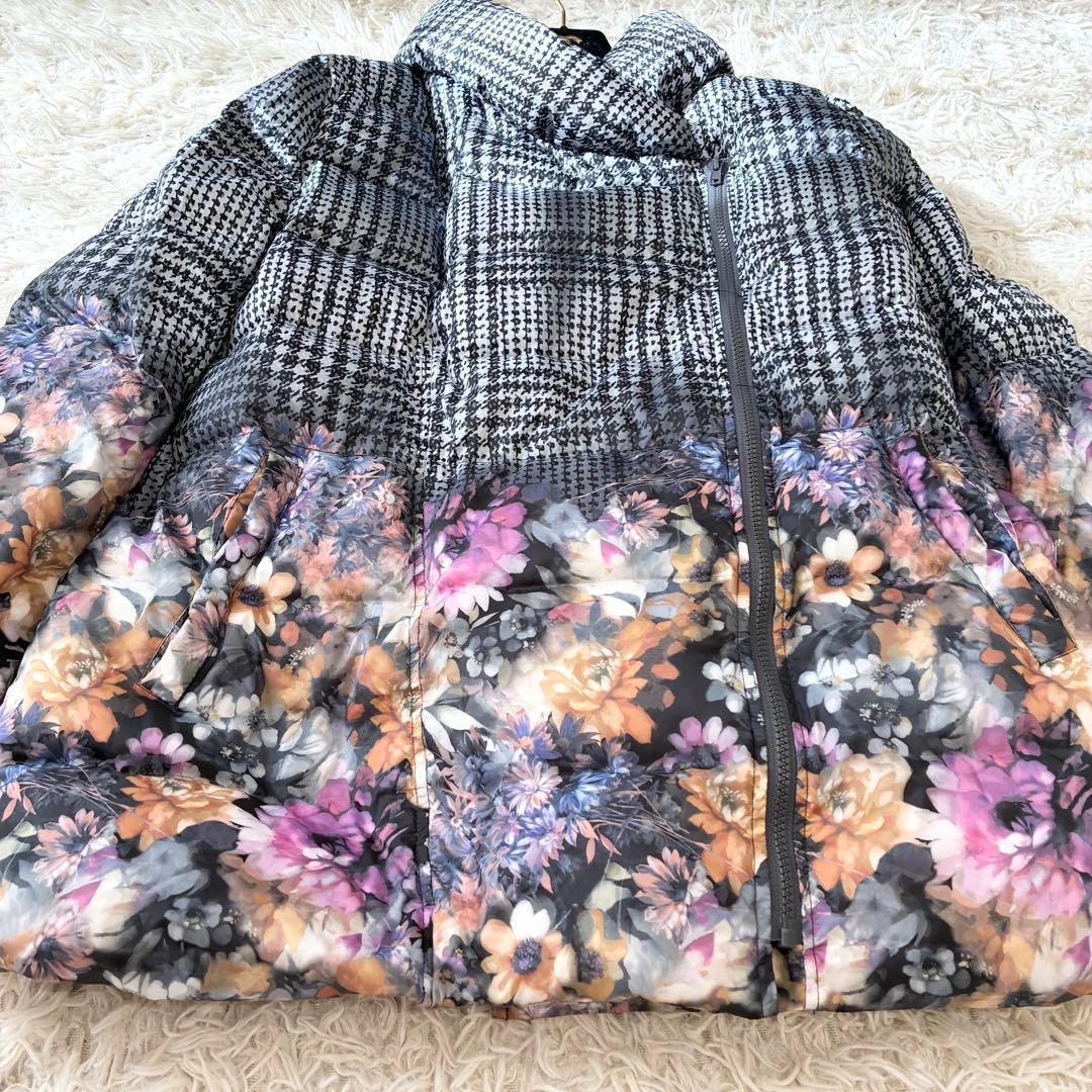 極美品 Otto オットー 千鳥柄×花柄 ダウン ジャケット 大きいサイズ 3L