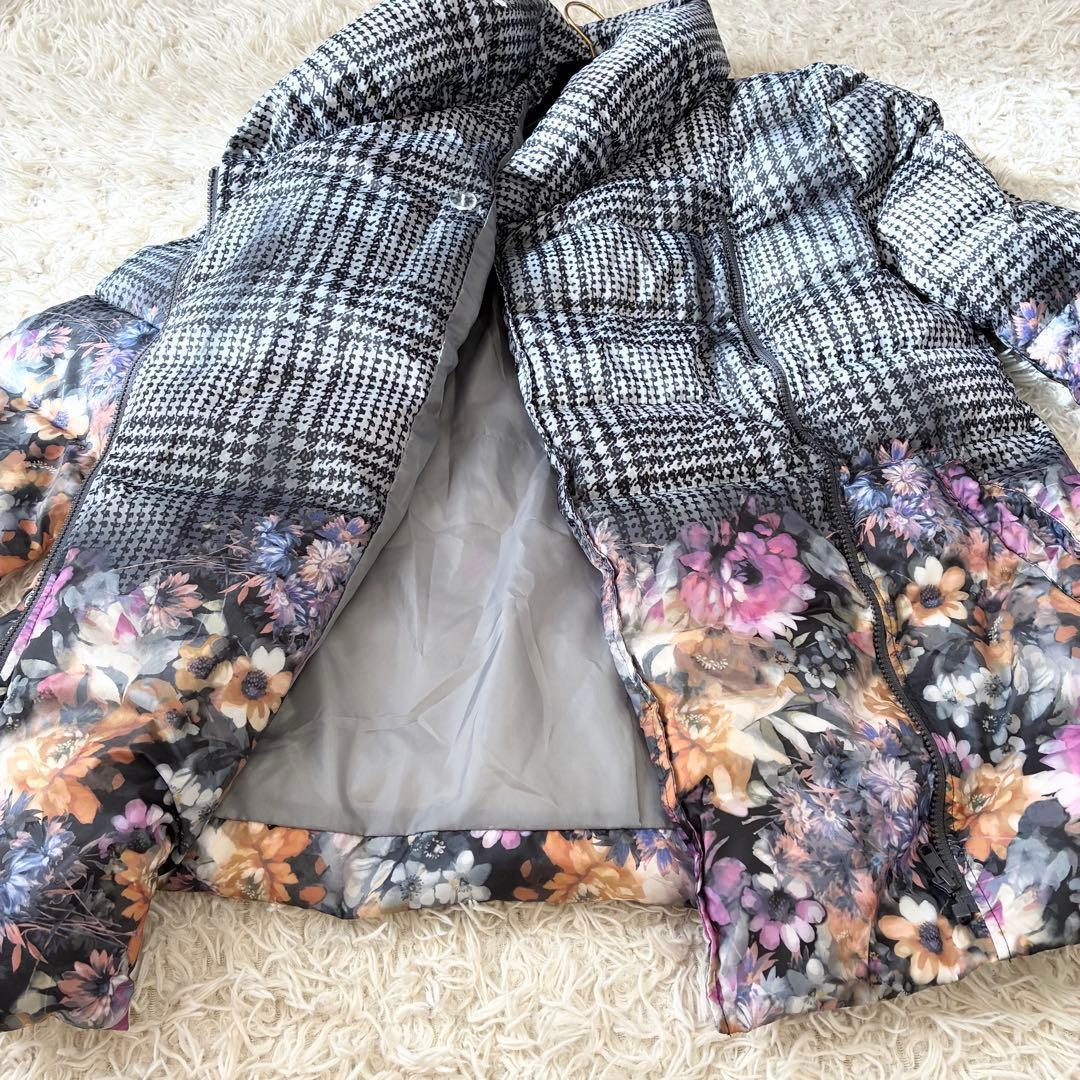 極美品 Otto オットー 千鳥柄×花柄 ダウン ジャケット 大きいサイズ 3L