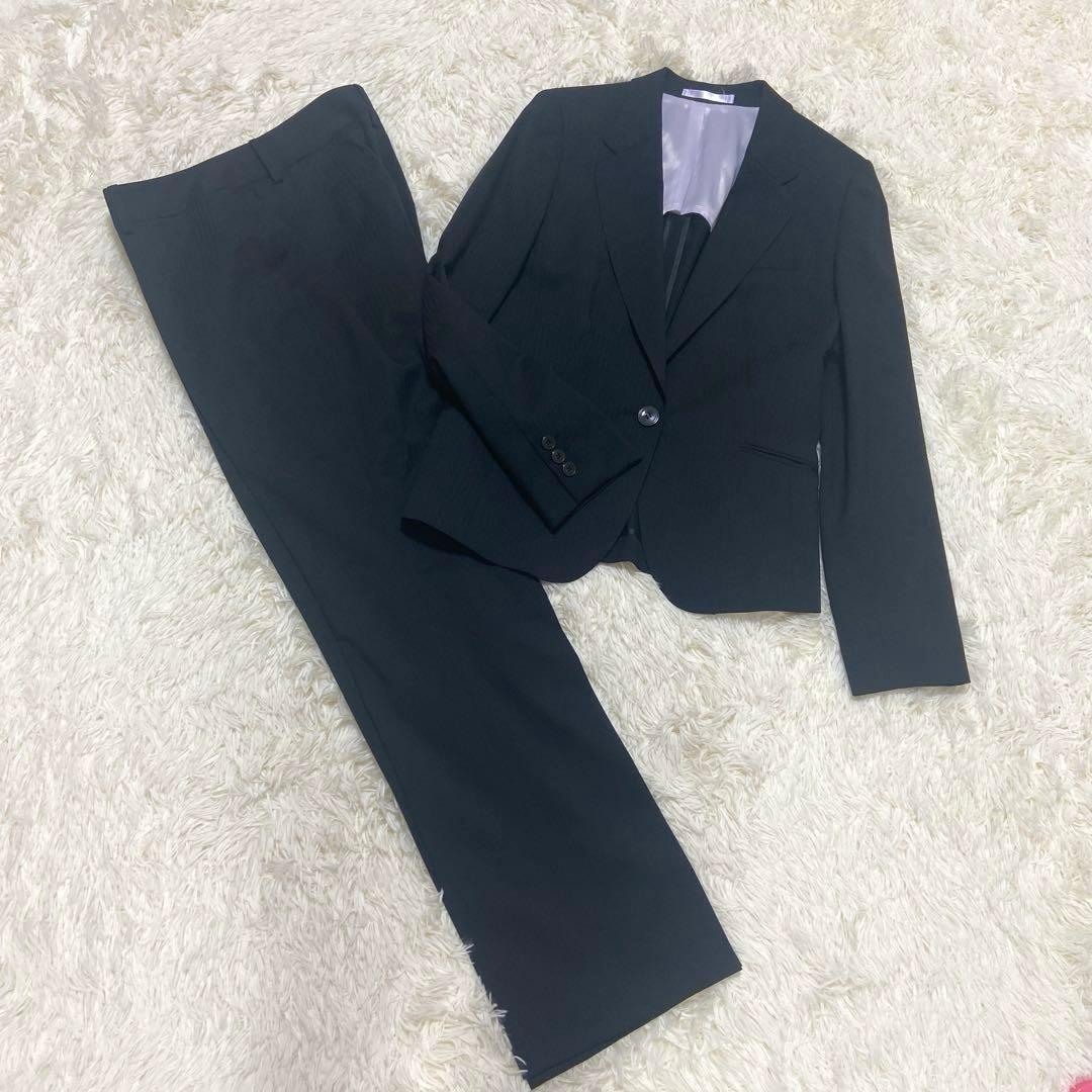 大きいサイズ　レミュー　パンツスーツ　ウォッシャブル　ブラック　上11下13
