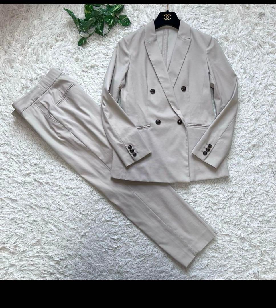 美品 プラステ リネンブレンド　ダブルジャケット セットアップ 洗える XS