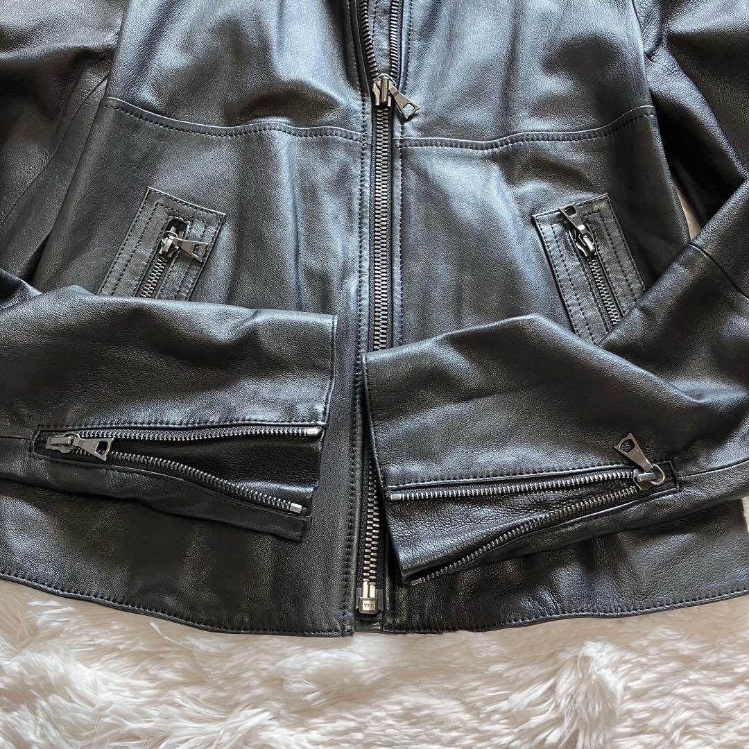 【美品】現行ロゴ　Theory ラムレザー　シングル　ライダースジャケット