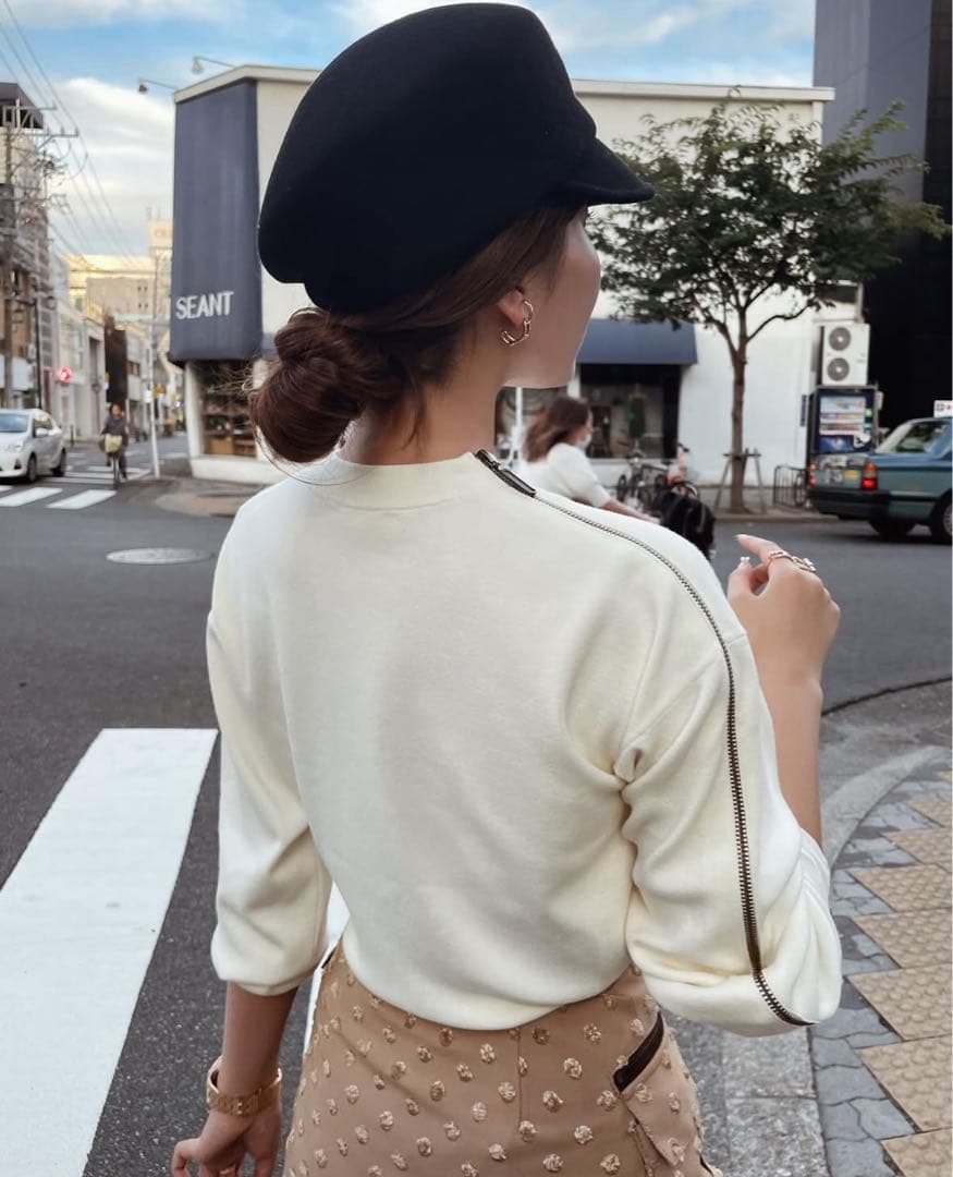 shellerシェリエzipニットzipperニットホワイト