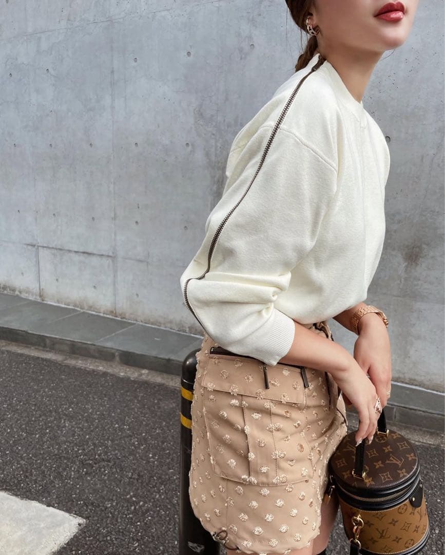 shellerシェリエzipニットzipperニットホワイト