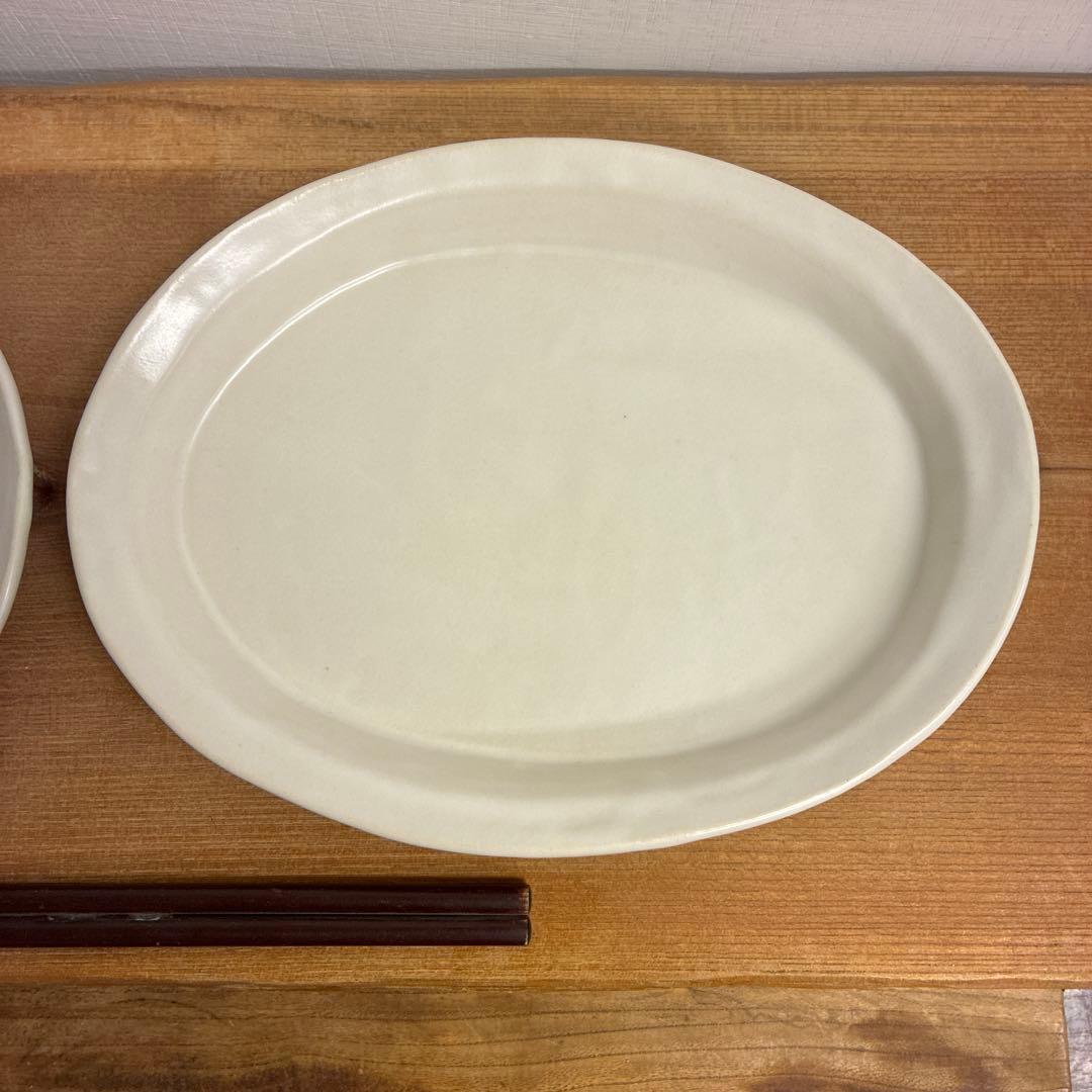 Gigi新品　陶器　陶芸作家　楕円リムプレート皿2枚　441