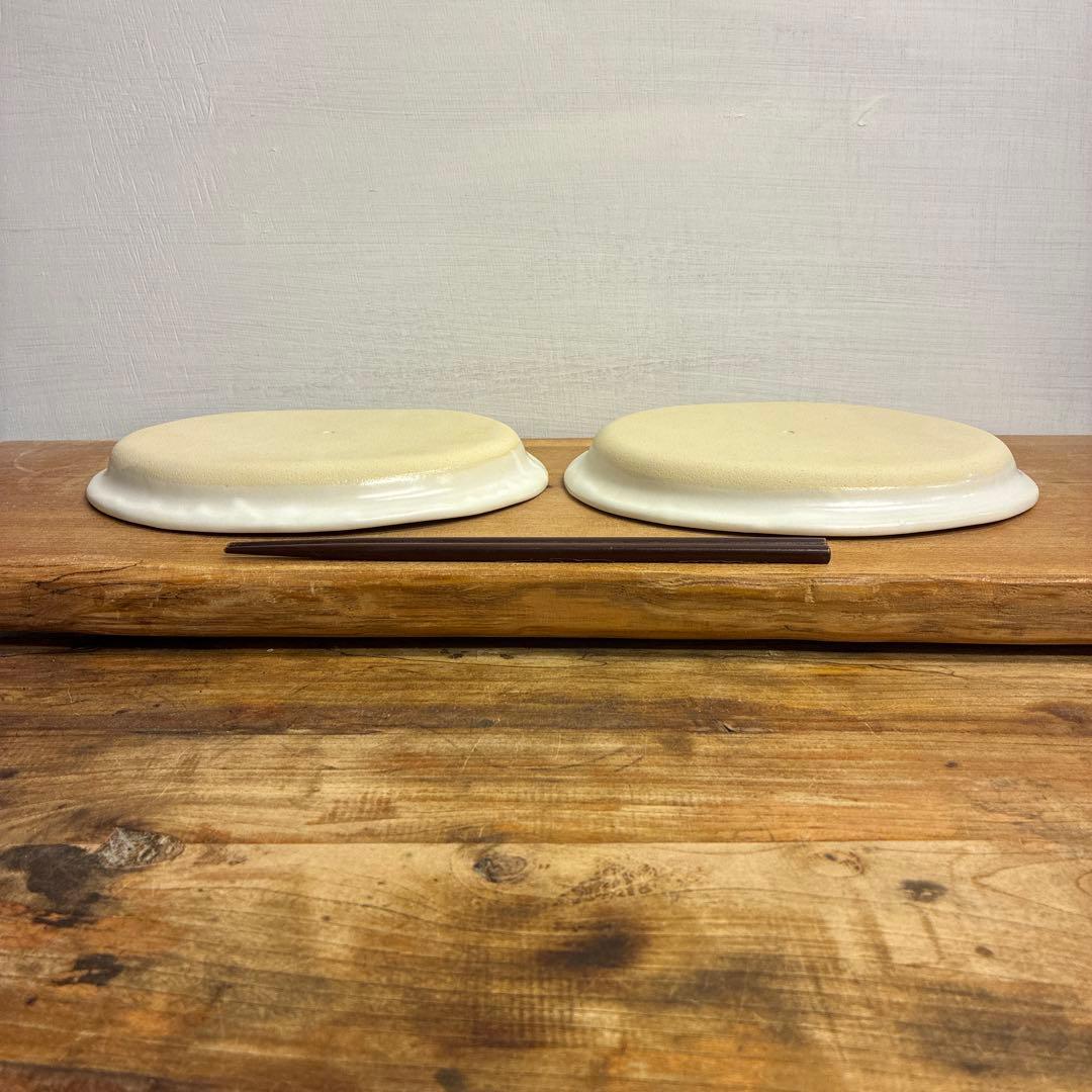 Gigi新品　陶器　陶芸作家　楕円リムプレート皿2枚　441