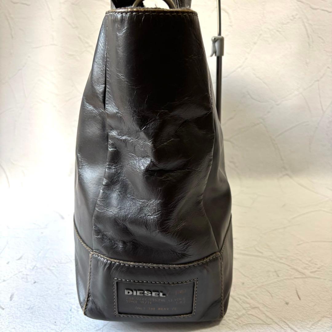 【希少】ディーゼル トートバッグ 2way 本革 ブラウン ウォッシュ加工