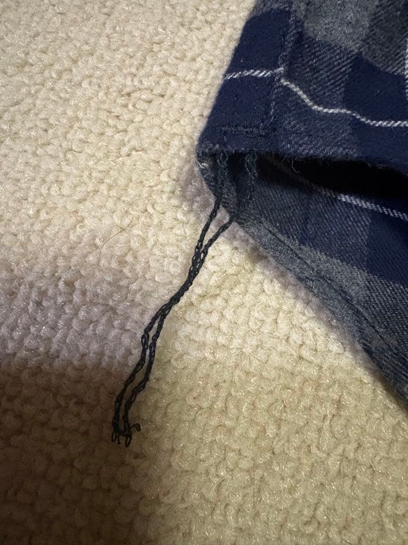 新品未使用コムデギャルソンオムフランネルチェックシャツネイビー系長袖M