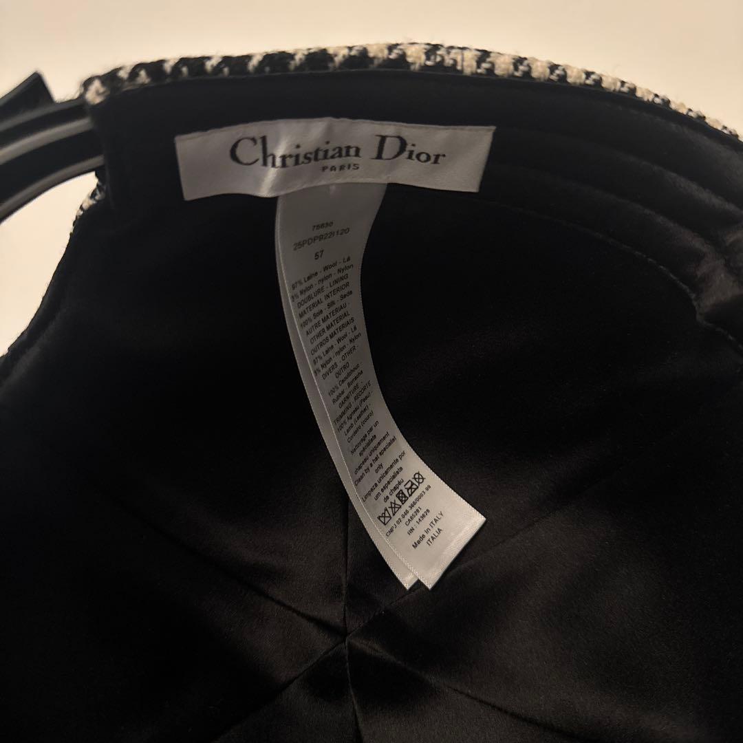 Christian Dior 千鳥格子ウールキャップ/57