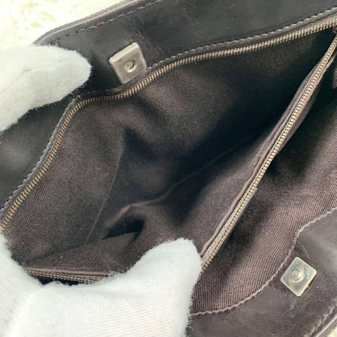 【✨極美品✨】グッチ ハンドバッグ GGキャンバス レザー ブラウン
