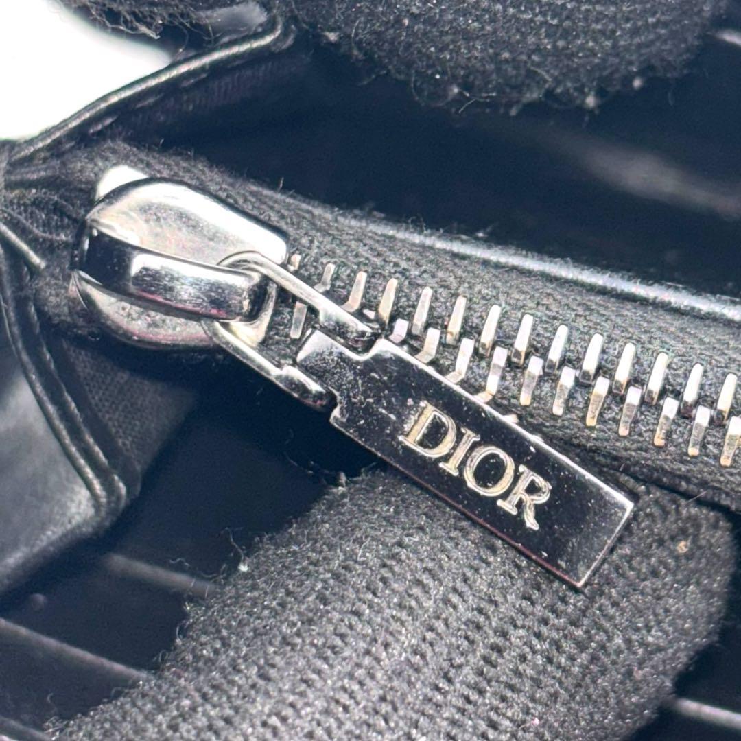 美品 ディオール ラウンドファスナー 長財布 オブリーク ジャガード ブラック