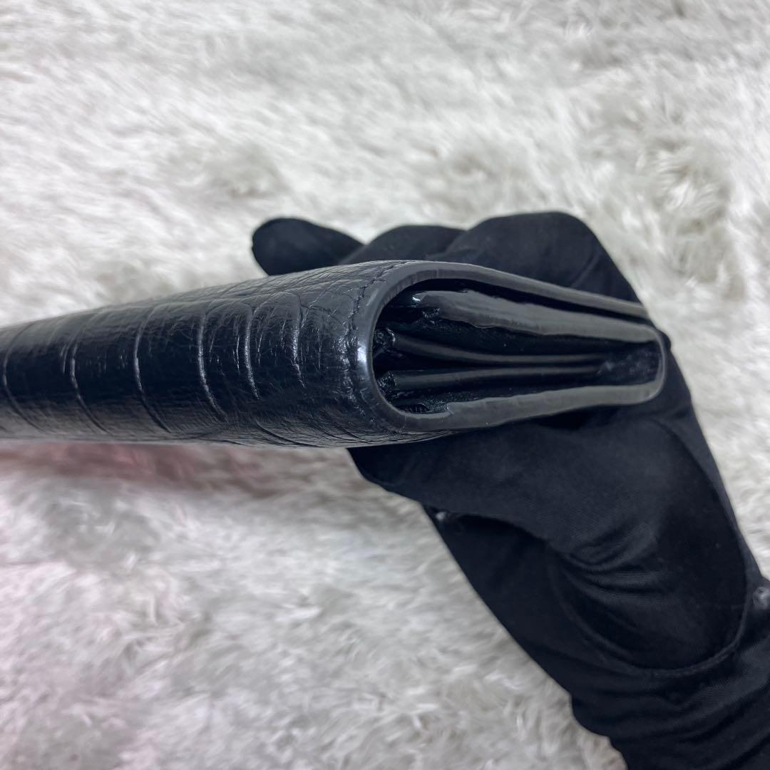 極美品✨ サンローラン クロコ 型押し 長財布 オーガナイザー YSL