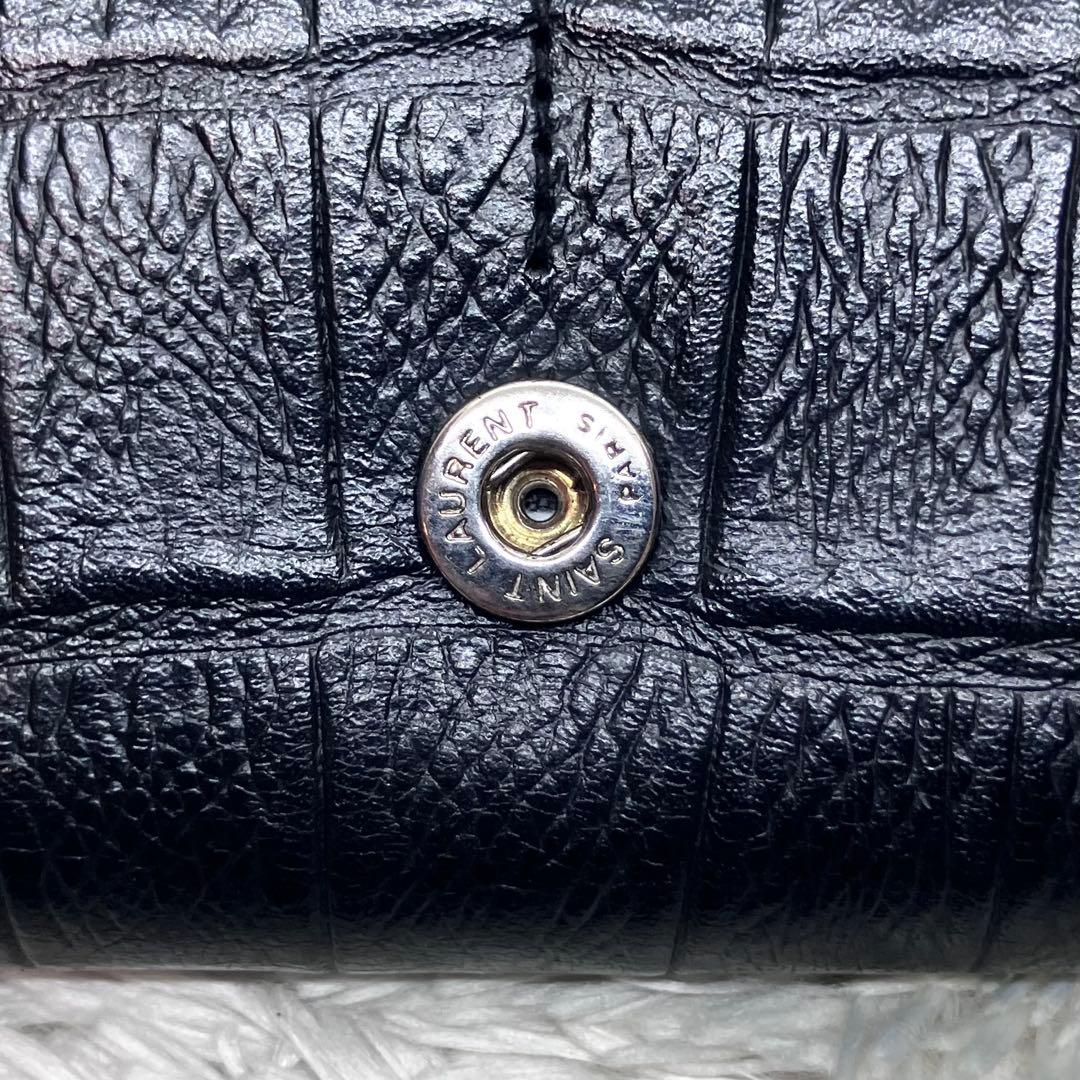 極美品✨ サンローラン クロコ 型押し 長財布 オーガナイザー YSL
