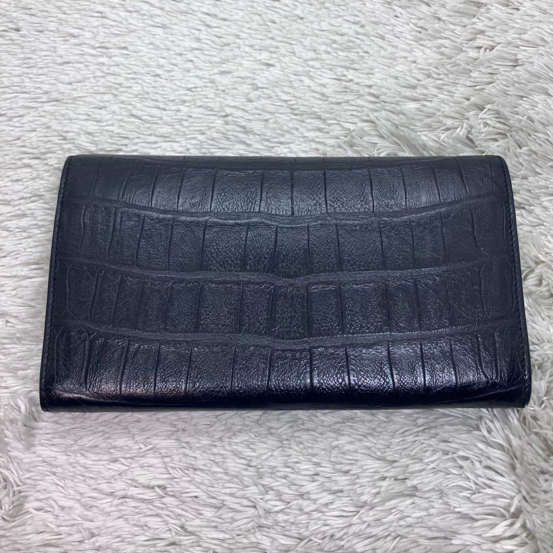 極美品✨ サンローラン クロコ 型押し 長財布 オーガナイザー YSL