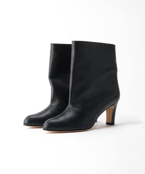 NEBULONI E. ナッパレザーワイドシャフトショートブーツ