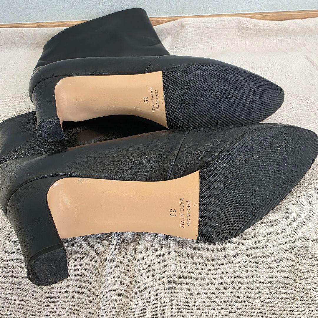 NEBULONI E. ナッパレザーワイドシャフトショートブーツ