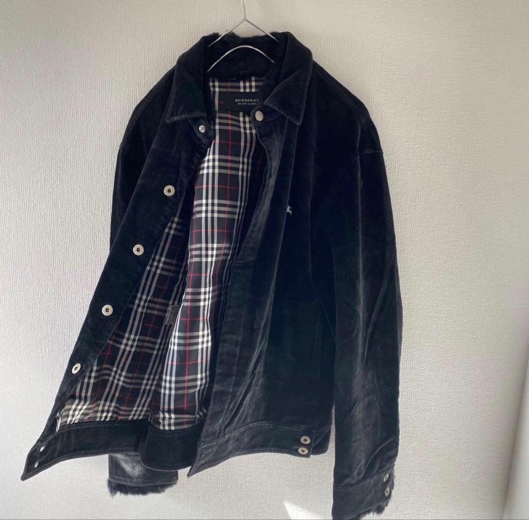 Burberryバーバリー黒 コーデュロイ ジャケット チェック柄