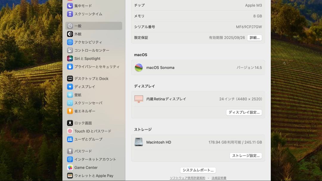 iMac 24インチ 2023 M3 10コアGPU 256GB 8GB 美品