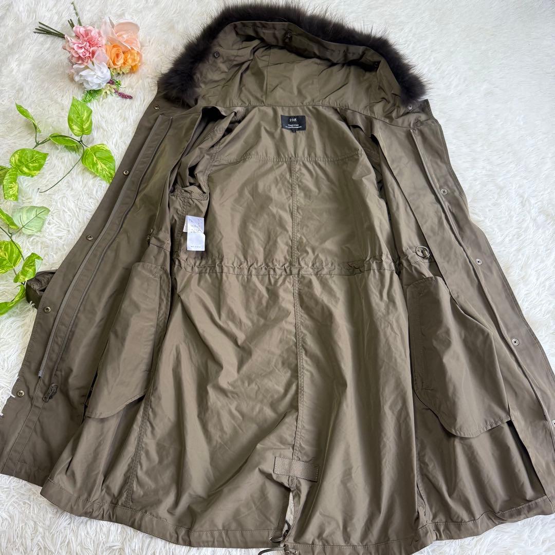 【23区】美品♡マルチウェイ モッズダウンコート カーキ リアルファー 40 L