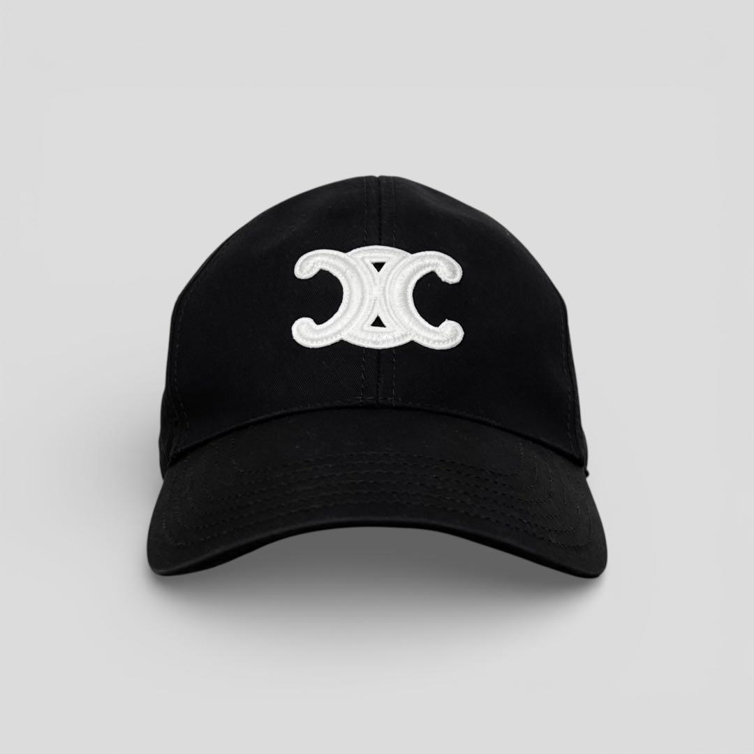 現行モデル 美品 セリーヌ トリオンフ キャップ ブラック 帽子 L 59cm