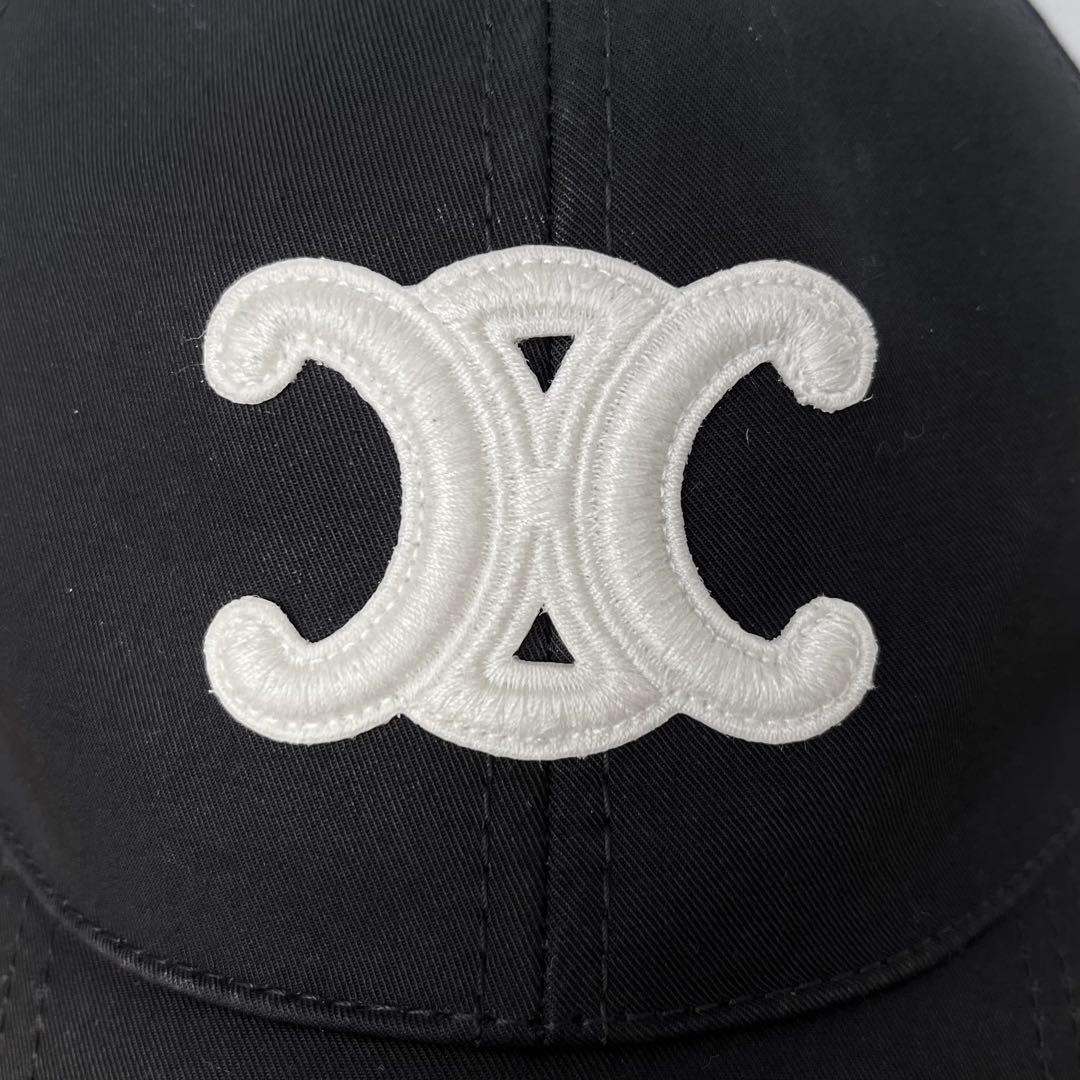 現行モデル 美品 セリーヌ トリオンフ キャップ ブラック 帽子 L 59cm