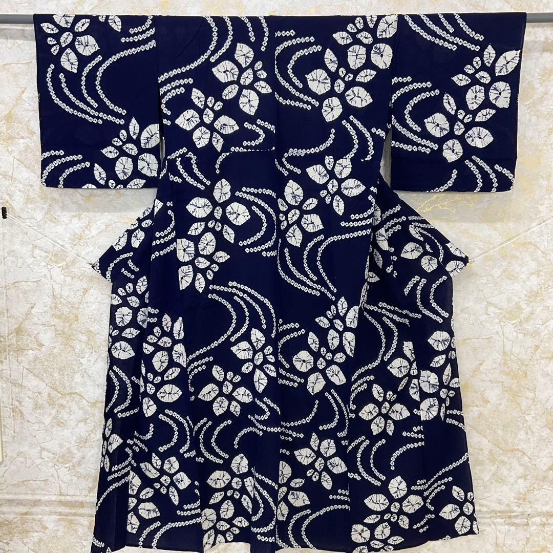 厳選◆夏物浴衣◆未使用同然◆有松鳴海絞り木綿◆総手絞り◆仕付け裄69丈161.5