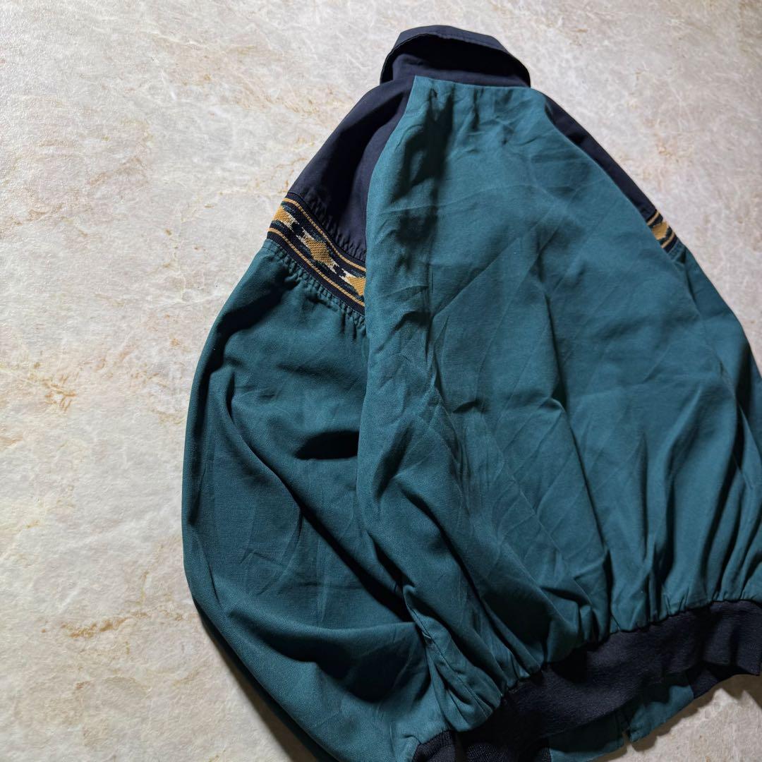 Canyon Guideジップアップブルゾン古着ネイティブ柄グリーンブラックM