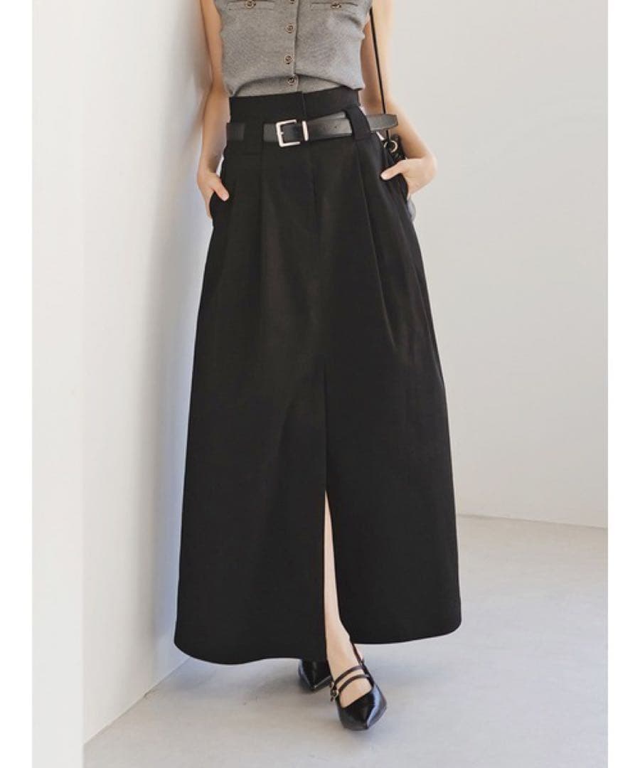 タグ付き　未使用　スナイデル　チノワイドスカート　スリット　ブラック　黒