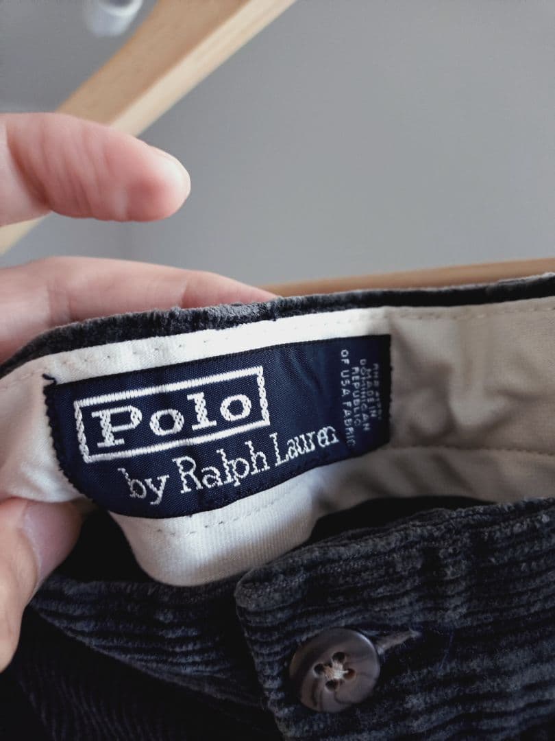 90年代 ラルフローレン　コーデュロイパンツ　チャコール　ブラック　フェード