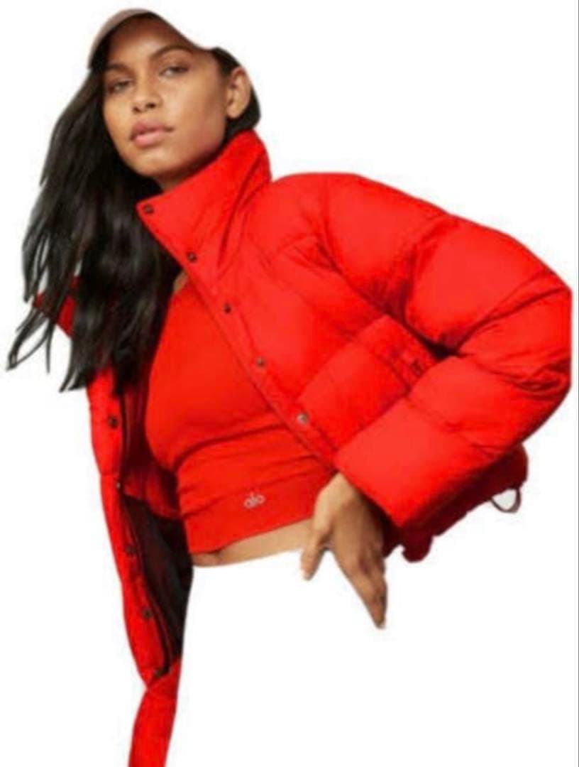 alo フード付きダウンジャケット XS レッド