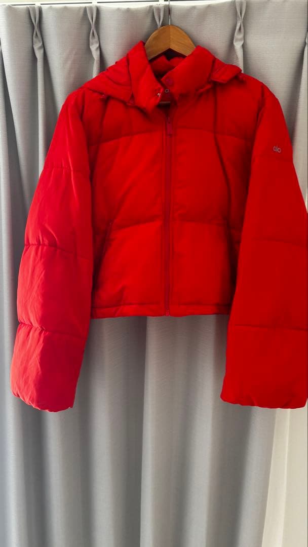 alo フード付きダウンジャケット XS レッド