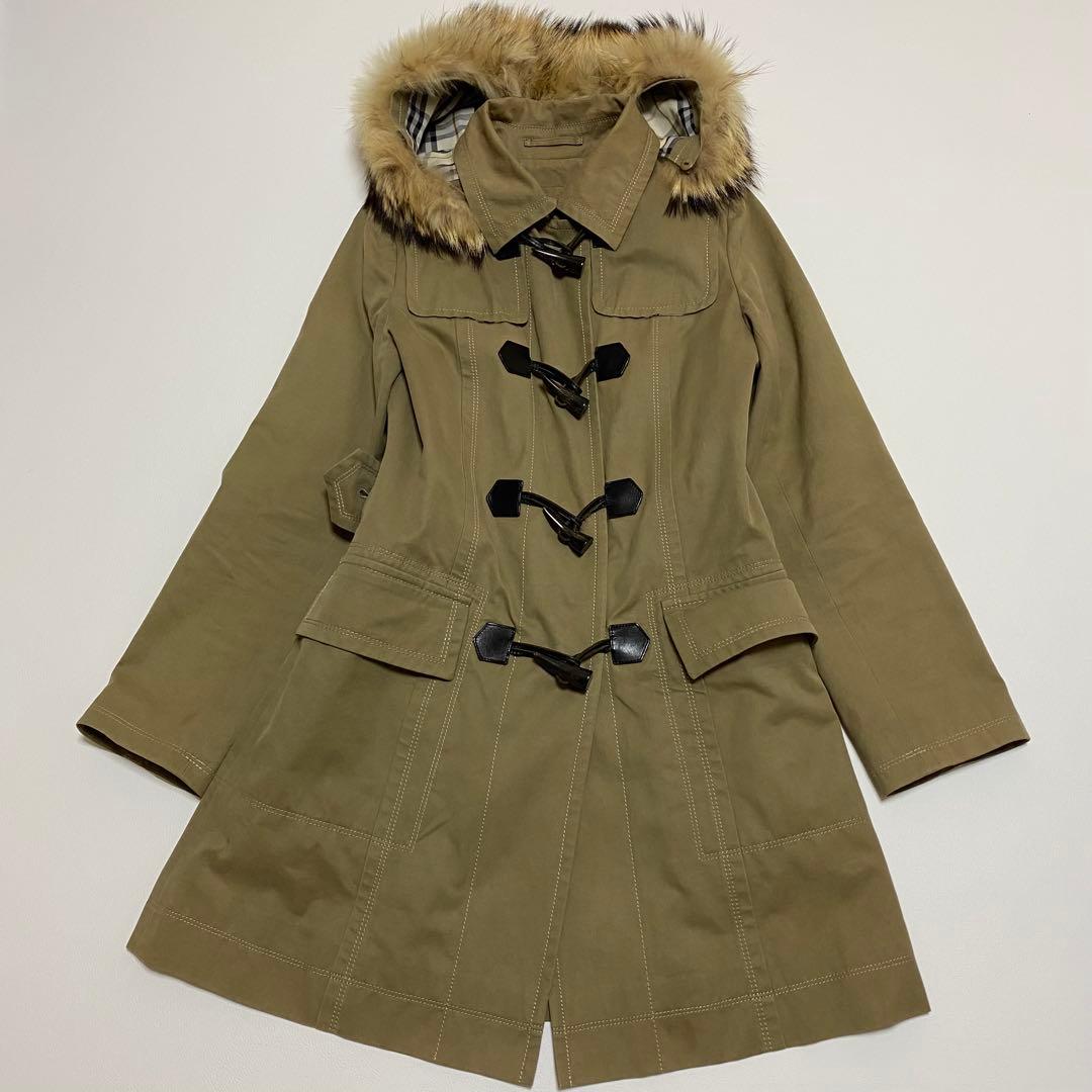 バーバリーブルーレーベル ダッフルコート ノバチェック ブラウン 38