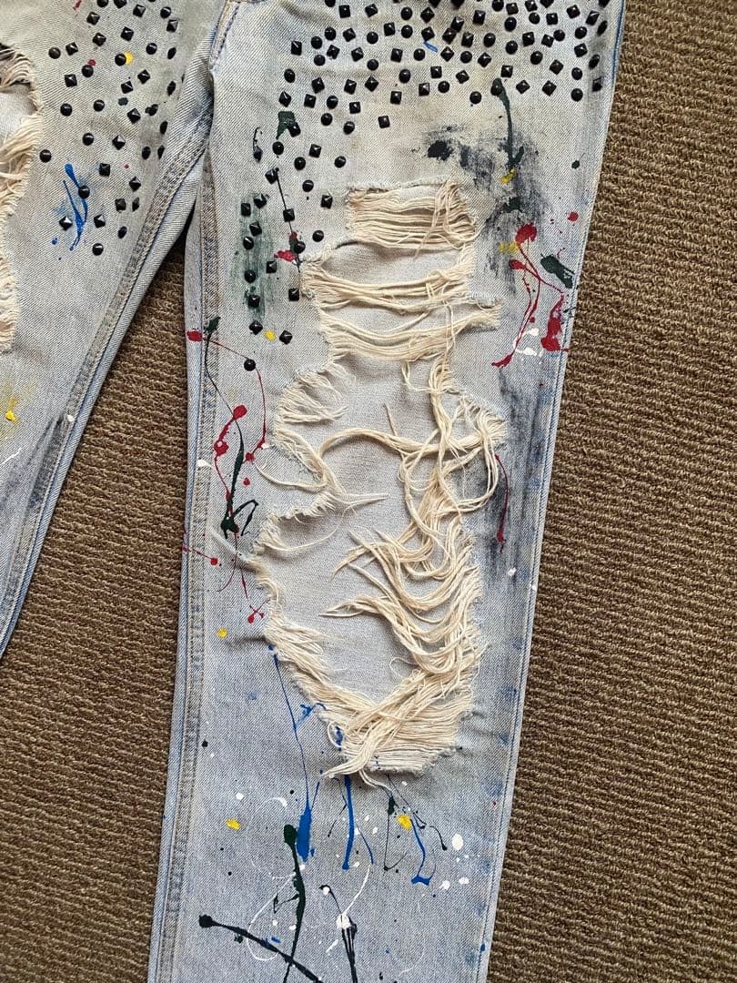 希少 NUMBER (N)INE 06SS ガンズ期 スタッズ ペイント デニム