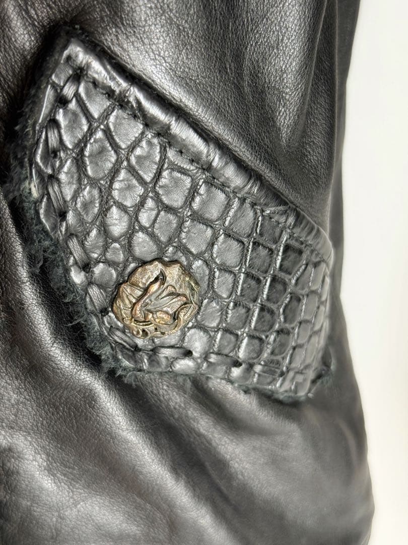 【特注品】14thaddiction レザージャケット クロコダイル調 革ジャン