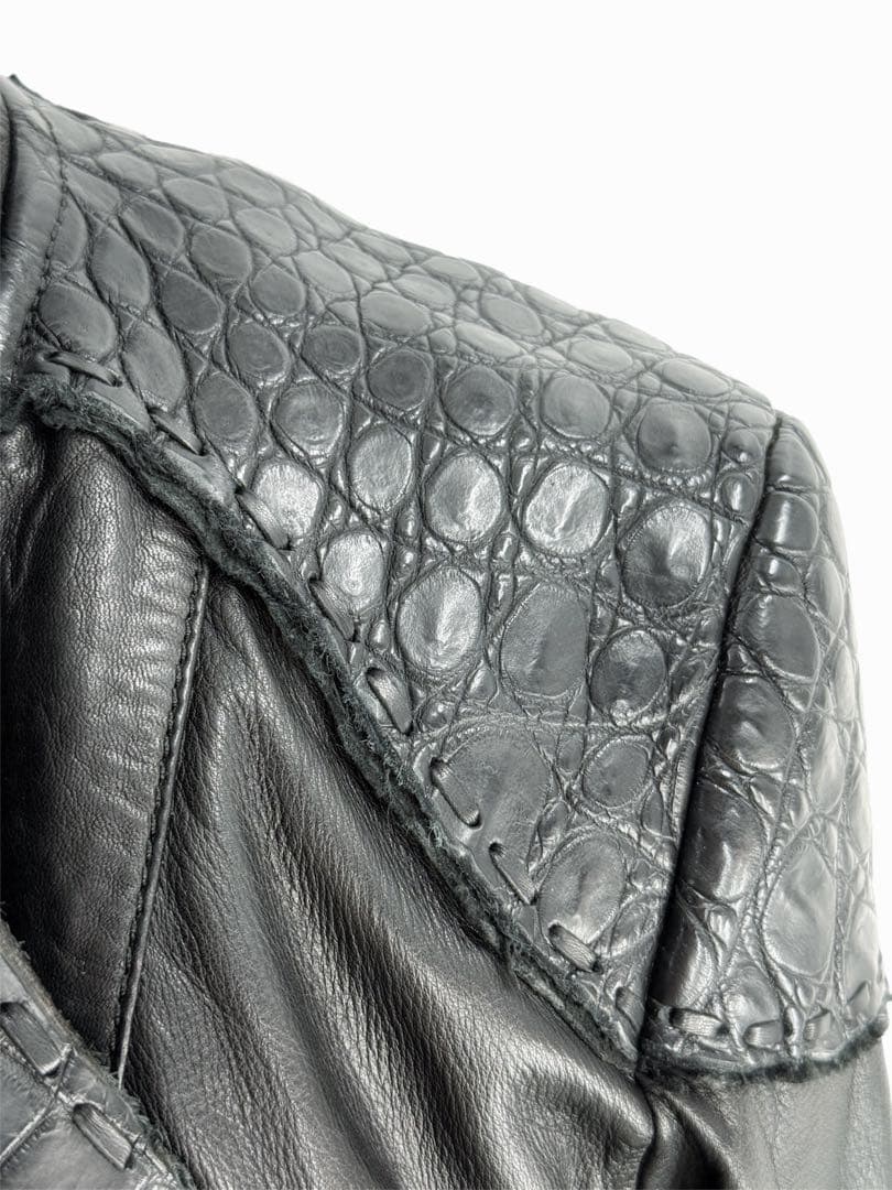 【特注品】14thaddiction レザージャケット クロコダイル調 革ジャン