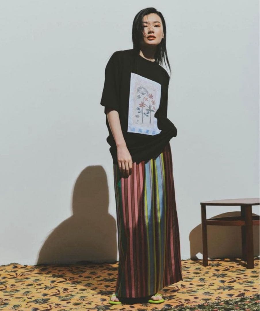 美品 人気 CABaN ランダムストライプ ロングスカート