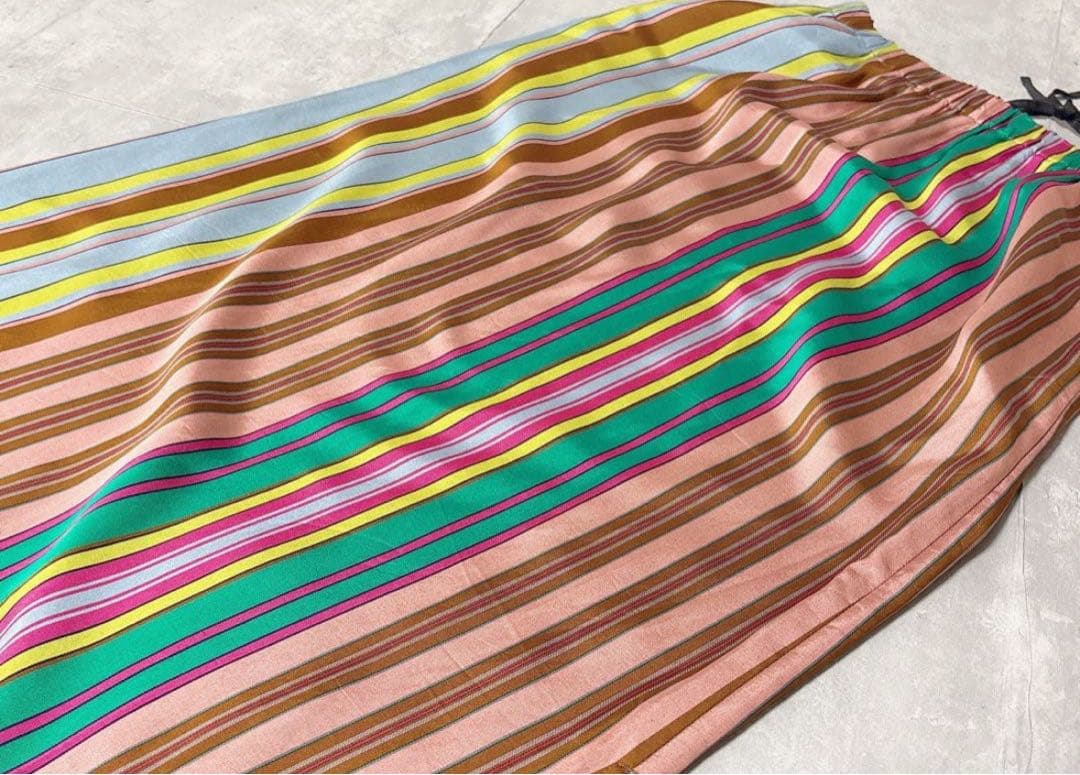 美品 人気 CABaN ランダムストライプ ロングスカート