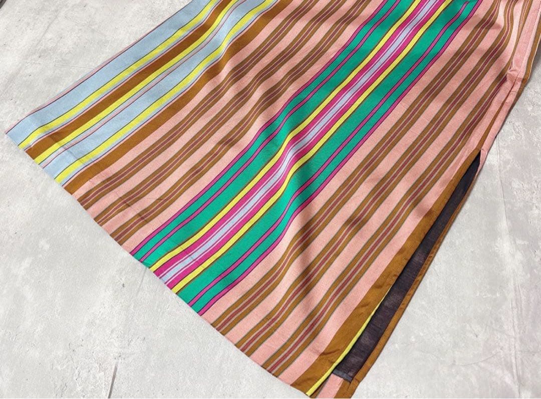 美品 人気 CABaN ランダムストライプ ロングスカート